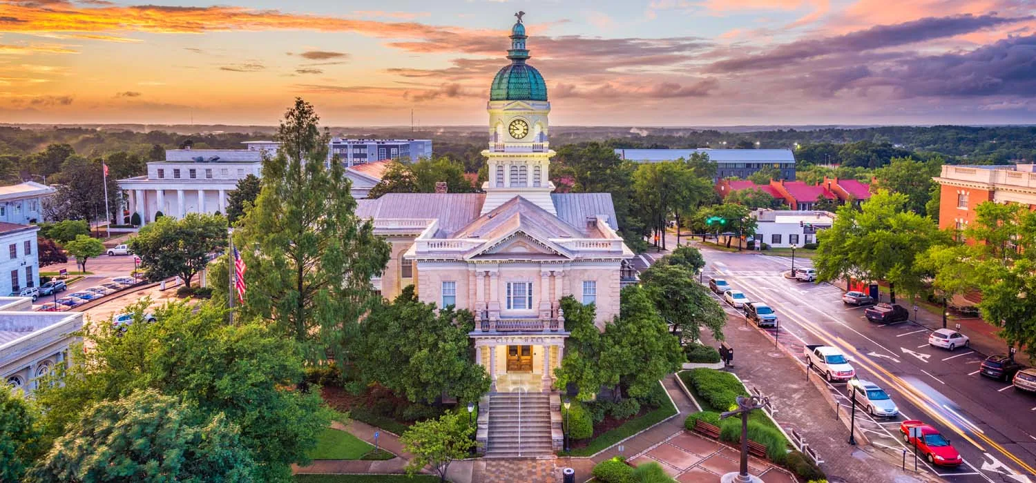 Athens City Hall at sunset